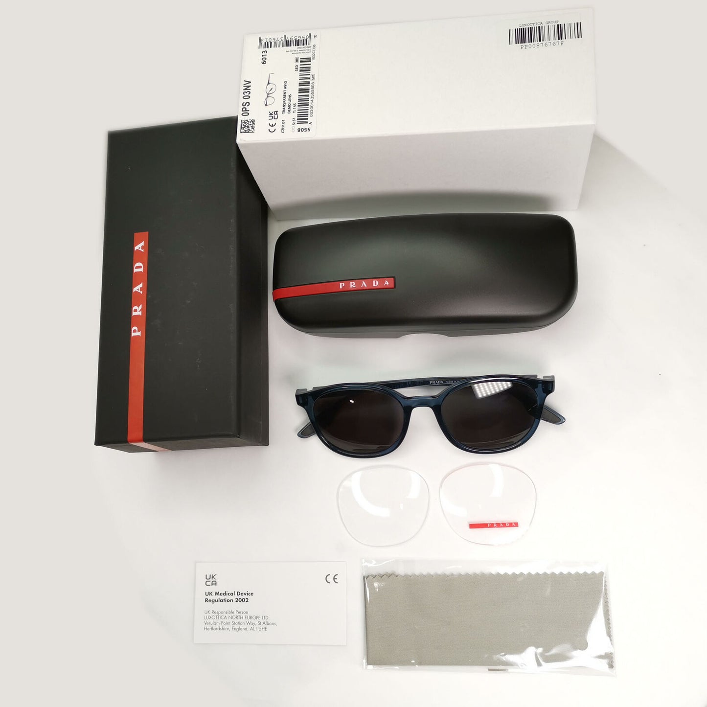 Prada Sunglasses Blue Avio Transparent Black Round PS03NV VPS 03N CZH-1O1 51mm