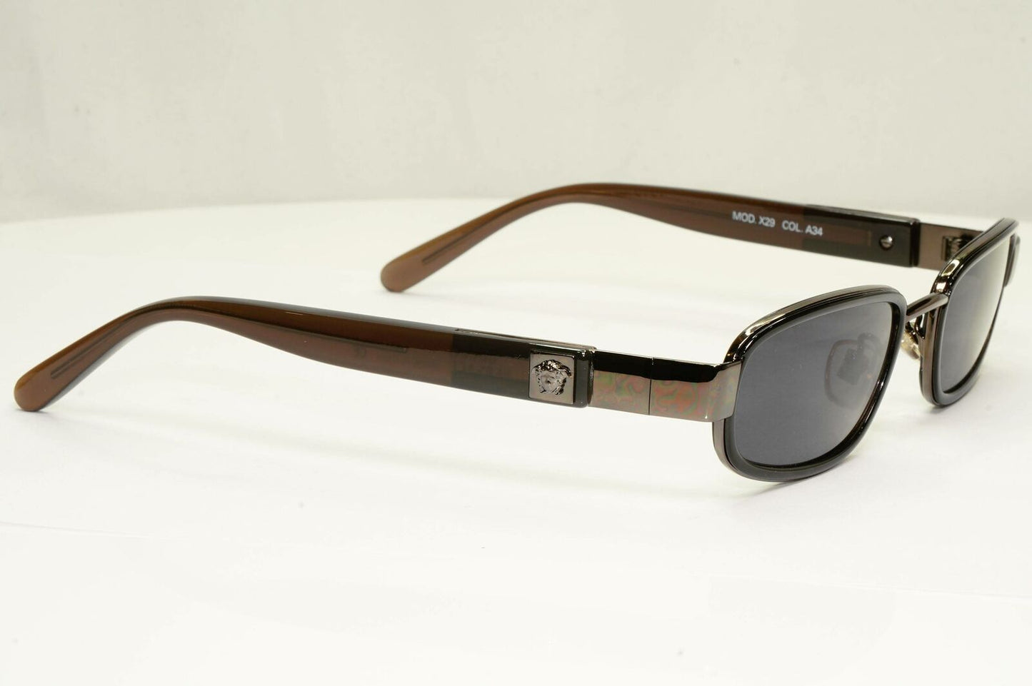 Gianni Versace 1996 Vintage Brown Gunmetal Medusa Sunglasses MOD X29 COL A34