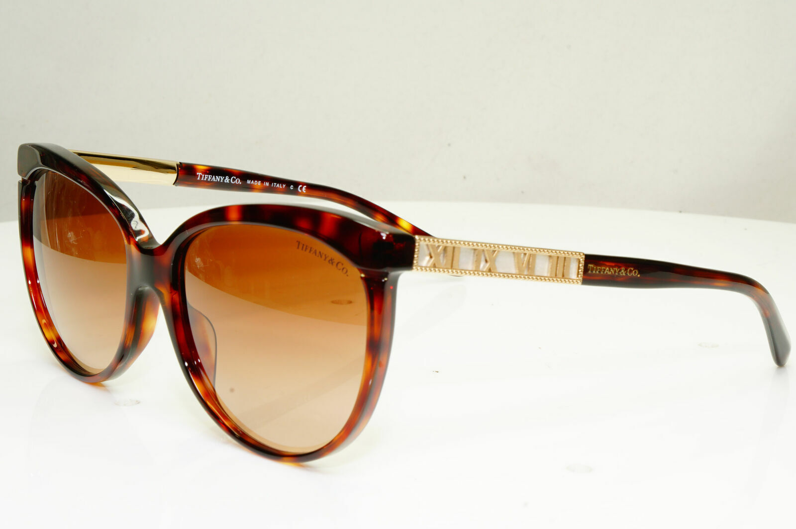 Tiffany & Co Gold Brown Sunglasses Roman Numbers Tortoise TF 4097 8002/3B 30069