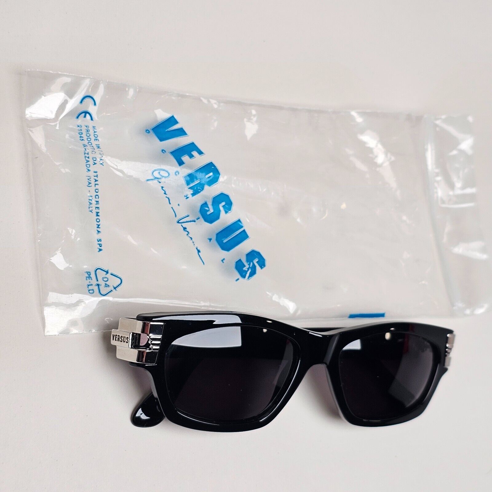Versus Sunglasses 1996 by Gianni Versace Vintage Black Silver MOD E29 COL 852