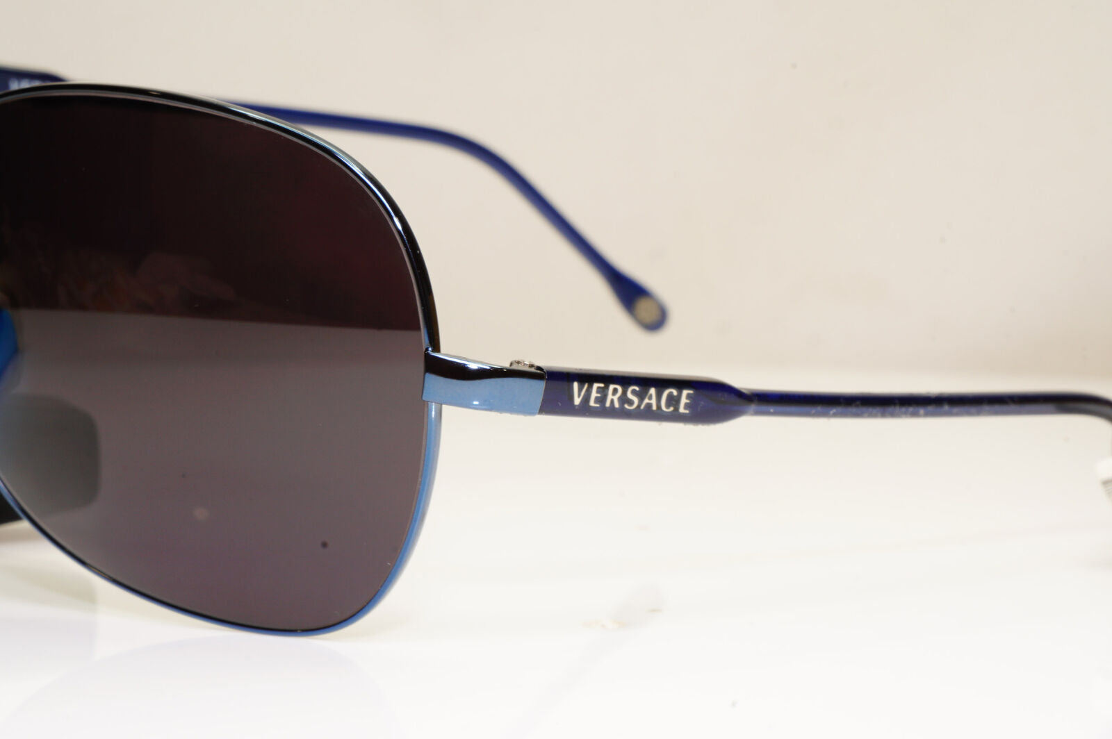 Versace Womens Vintage Blue Black Metal Sunglasses Square 2124 1307/5F 29267