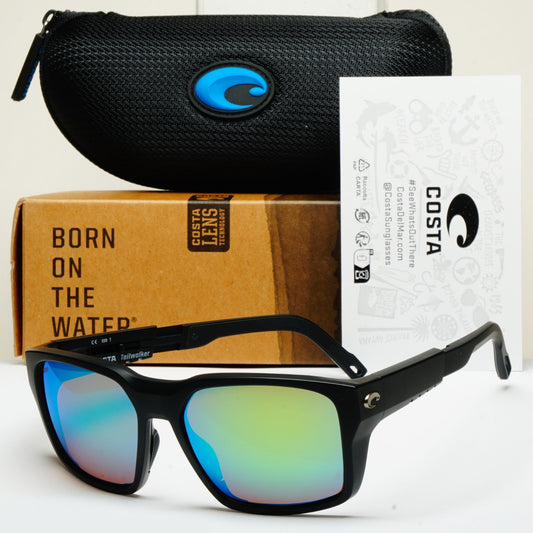 Costa Del Mar Sunglasses Tailwalker Polarized Green 580P Black 06S9003 16 56mm