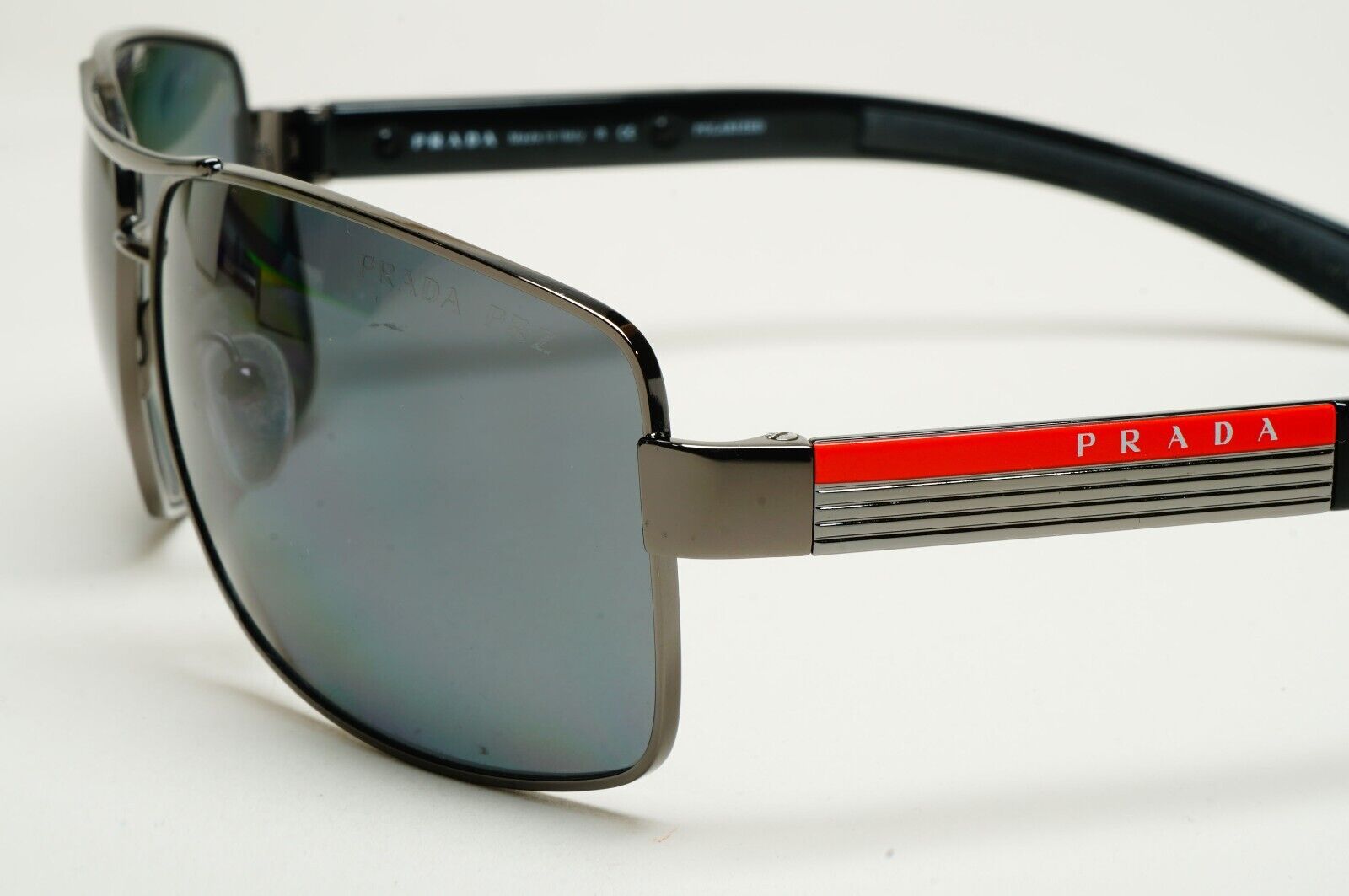 Prada Sunglasses Polarised Gunmetal Grey Square PS54IS SPS 54I 5AV-5Z1 250125