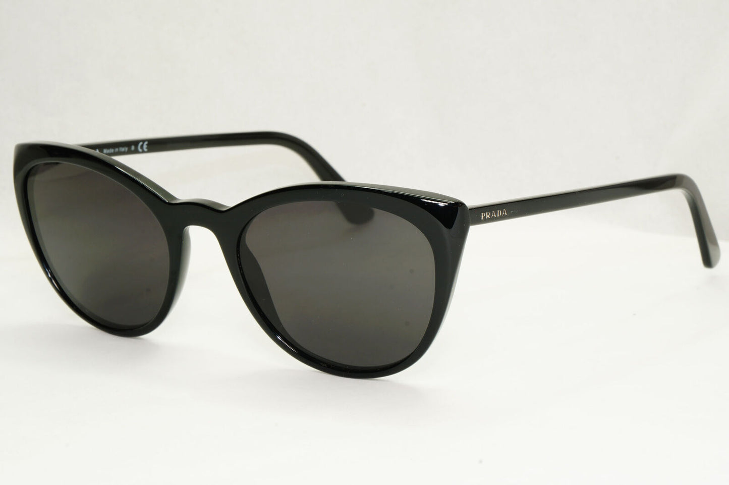 Prada Sunglasses Black Cat Eye Glossy Womens Fashion PR07VV VPR 07V 1AB-1O1 53mm
