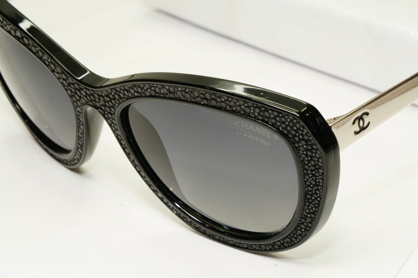 Chanel Sunglasses Stringray Leather Exotic Polarised Black 6046 501/S8 26987