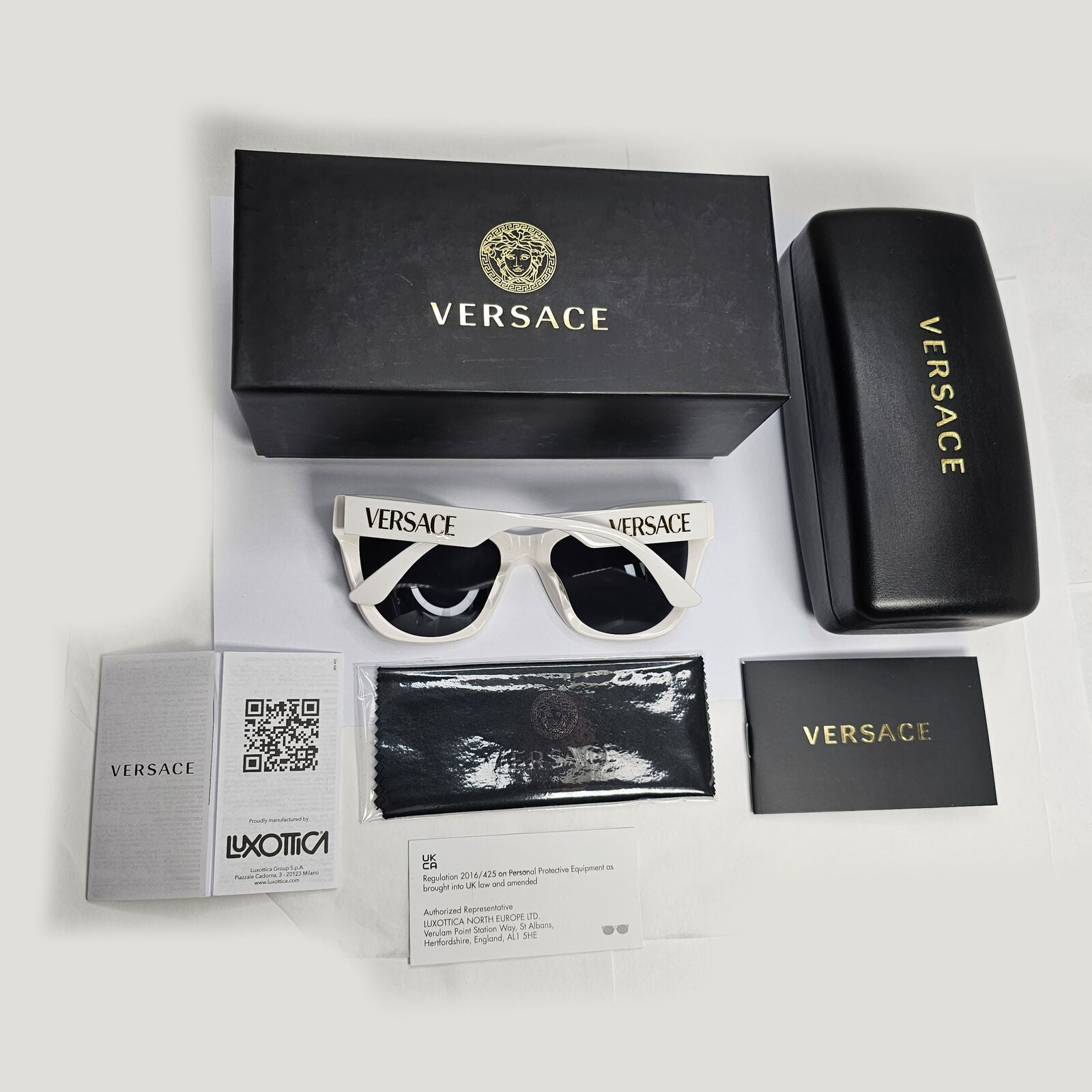Versace Sunglasses White Gold Cat Eye Grey MOD VE 4417-U 314/87