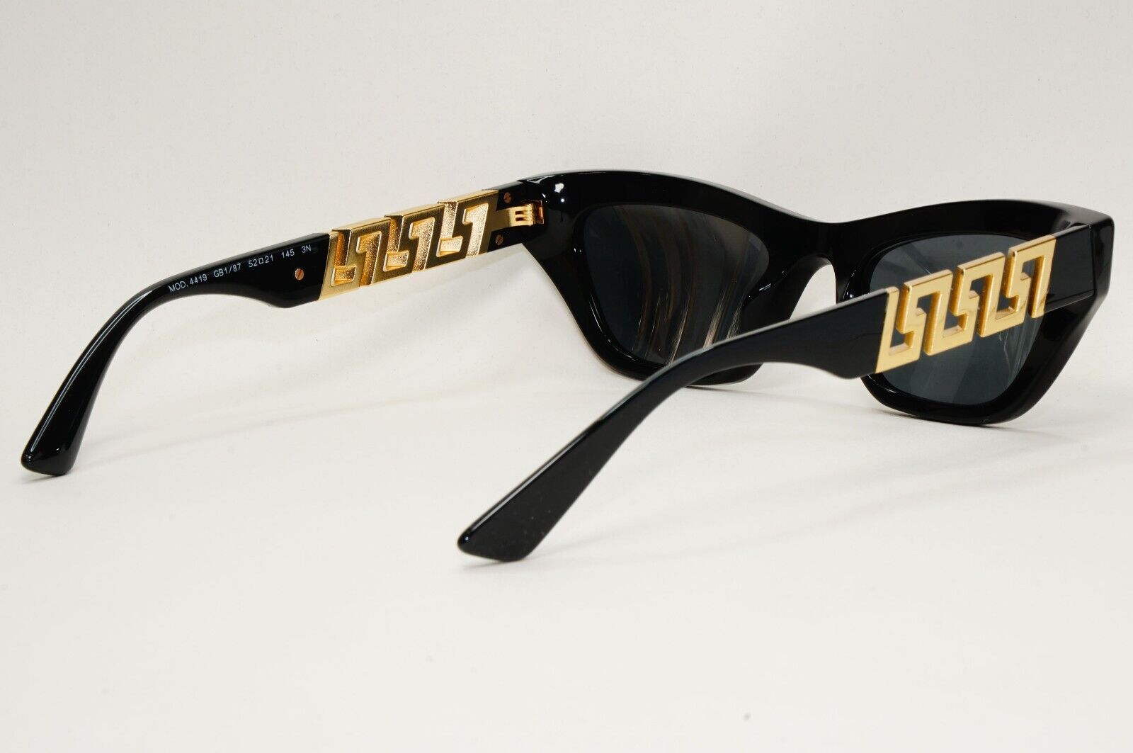 Versace Sunglasses Black Gold Greca Meander Rectangle MOD VE 4419 GB1/87 52mm