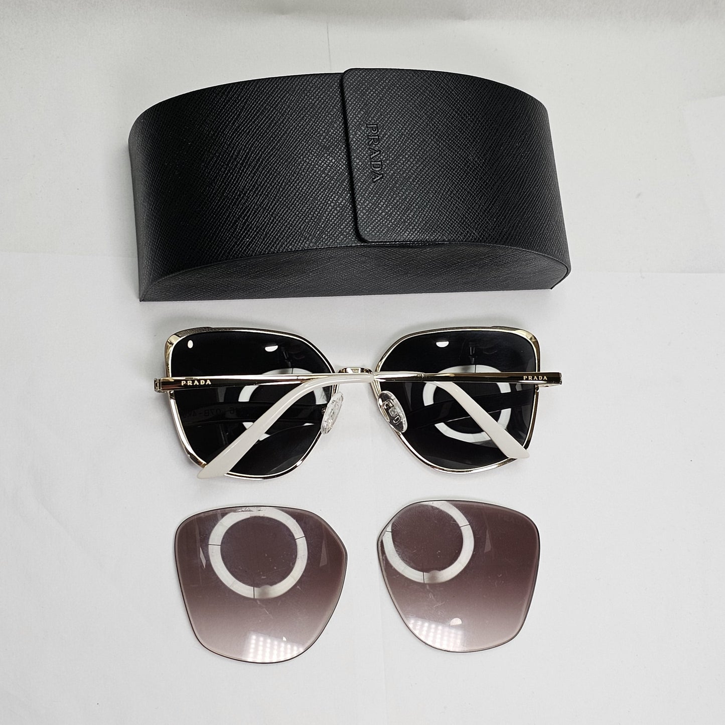 Prada Sunglasses Gold Black Square Metal PR60XS SPR 60X 07B-4K0 59mm 120124