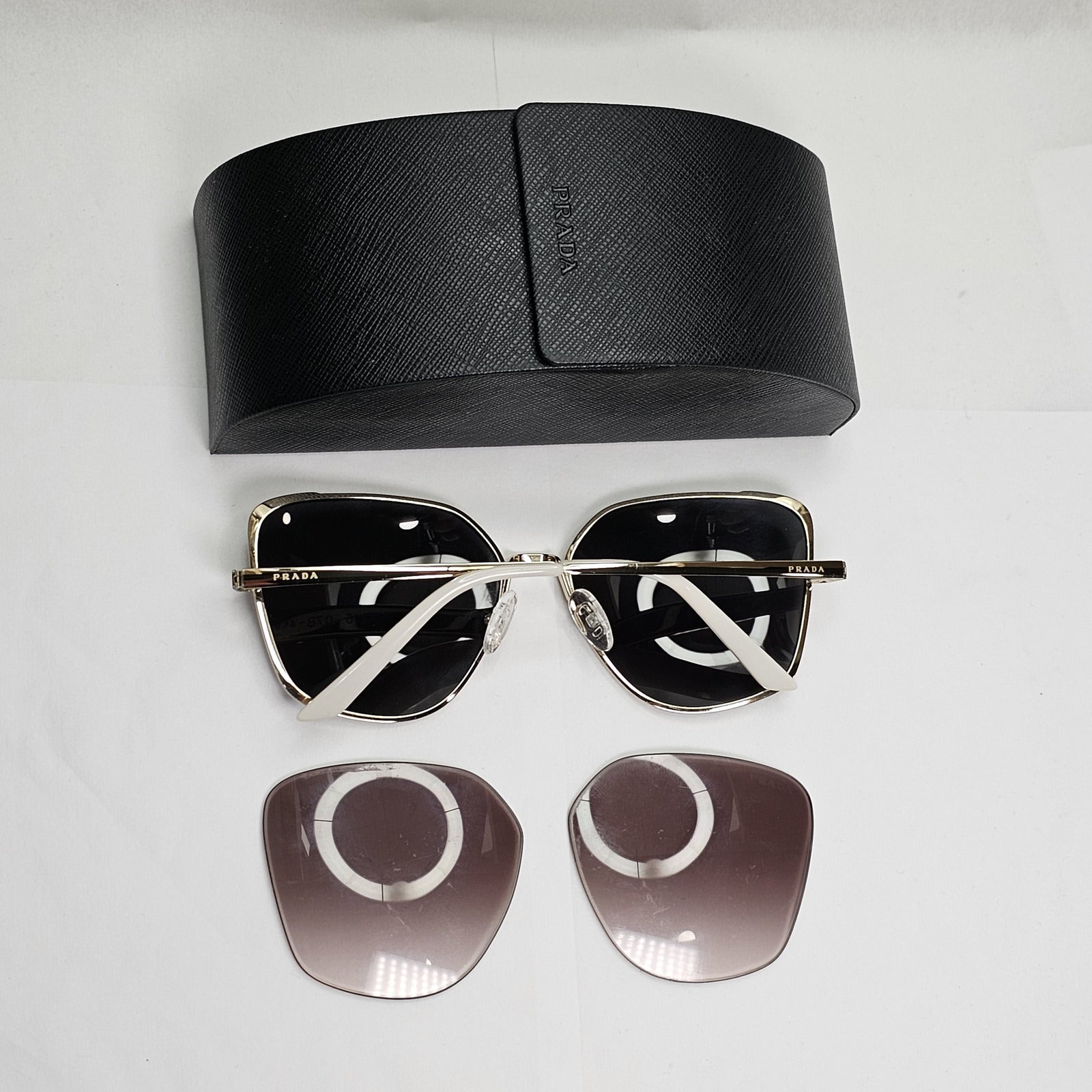Prada Sunglasses Gold Black Square Metal PR60XS SPR 60X 07B-4K0 59mm 120124
