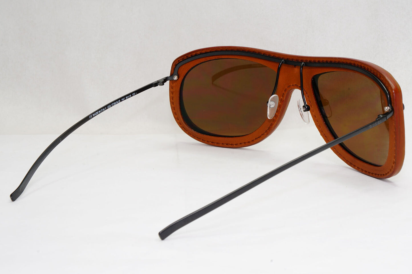 Gucci Sunglasses 1999 Vintage Rare Leather Brown Pilot GG 1736/N/S 7N7 130224