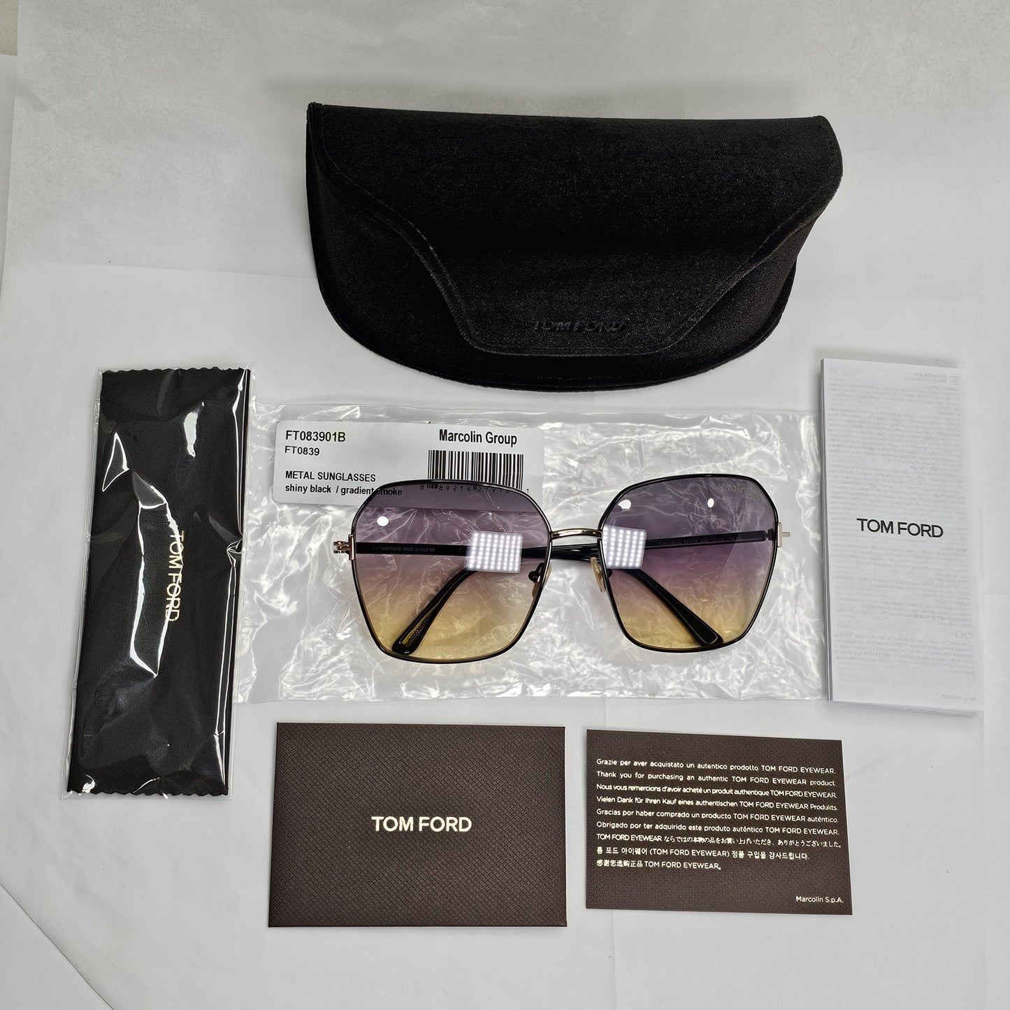 Tom Ford Sunglasses Claudia-02 Black Mauve Brown Gradient FT0839 TF 839 01B