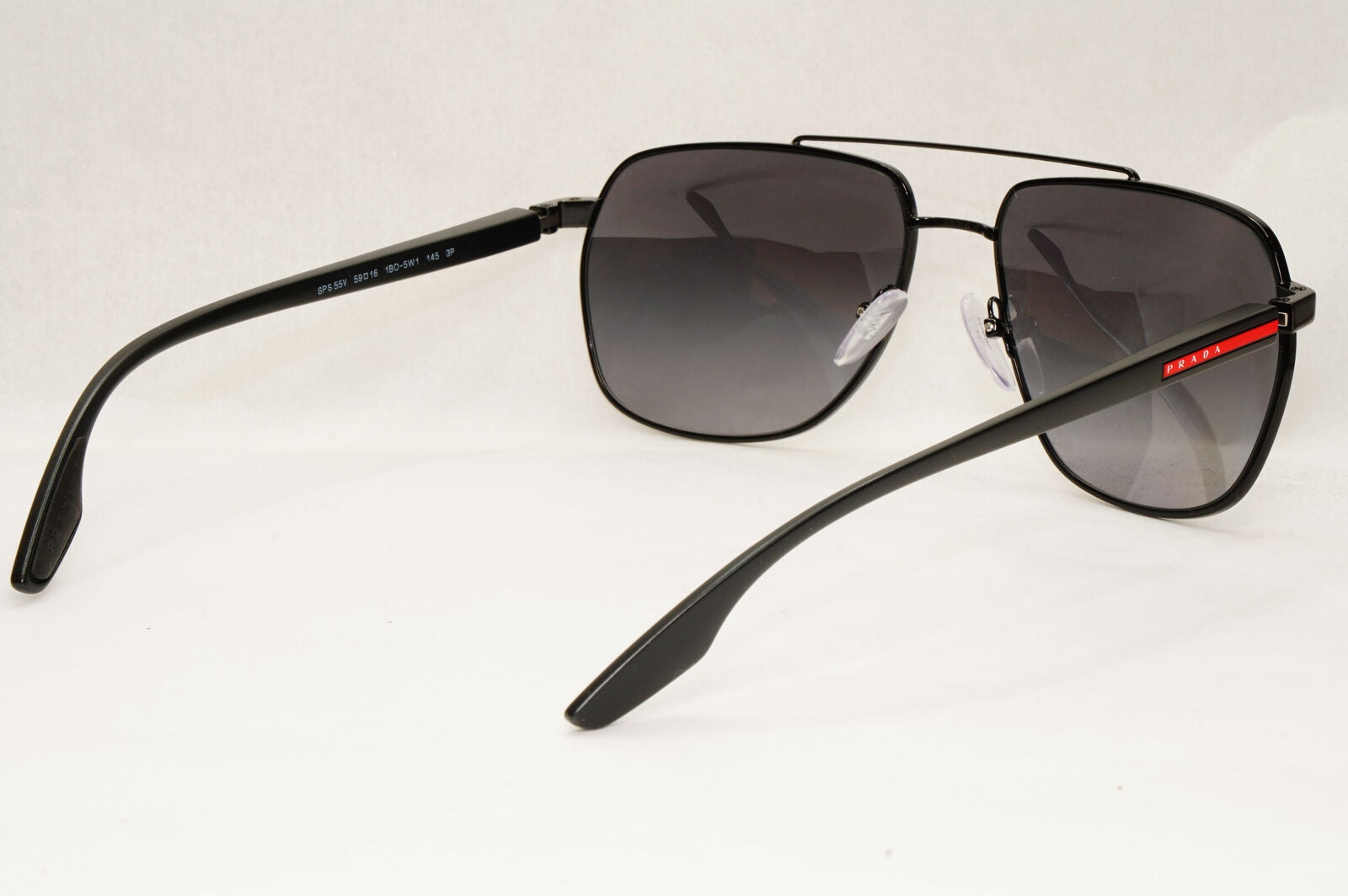 Prada Sunglasses Polarized Black Pilot Square Grey Smoke PS55VS SPS 55V 1BO-5W1