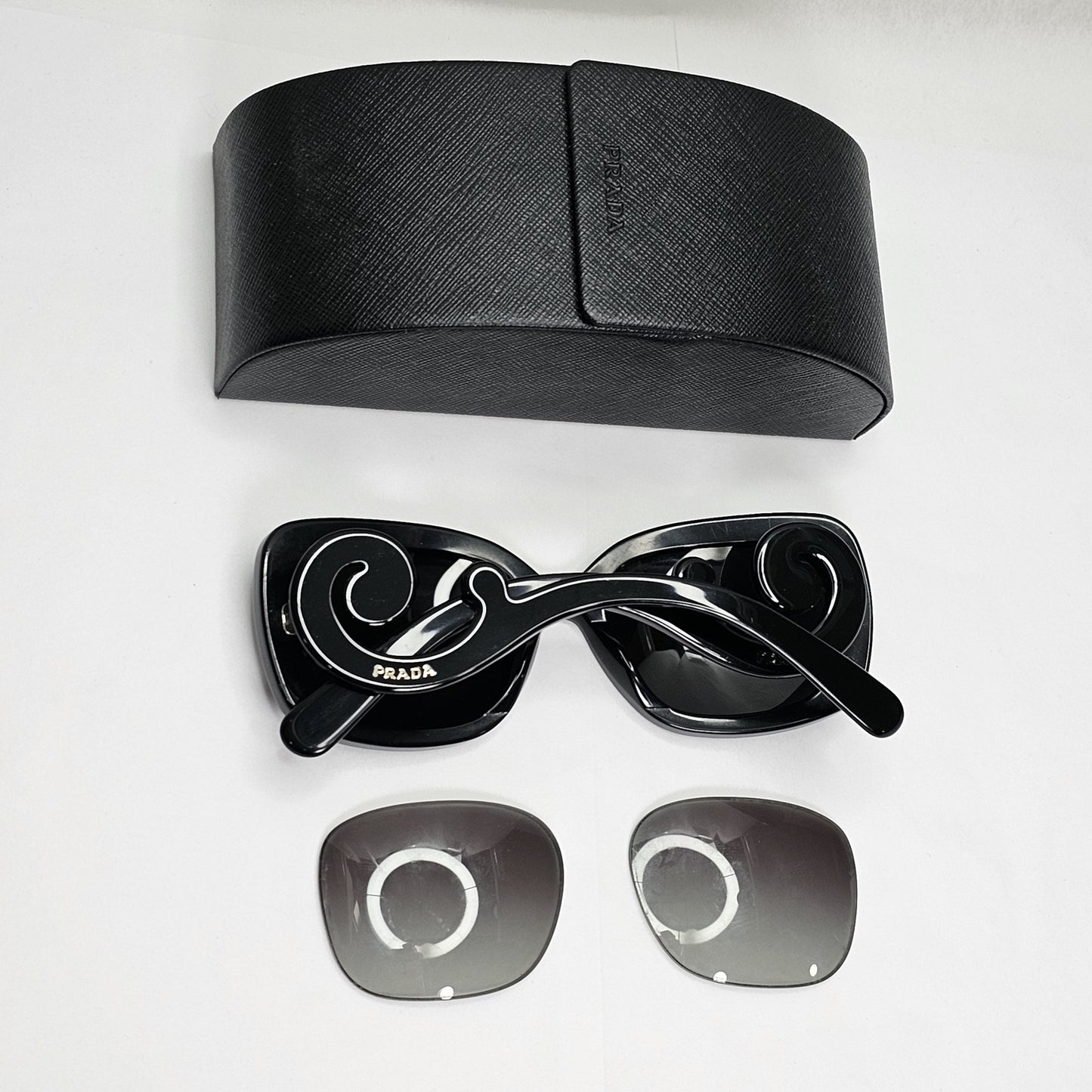 Prada Sunglasses Baroque Swirl Black Square PR27OS SPR 27O 1AB-3M1 151223