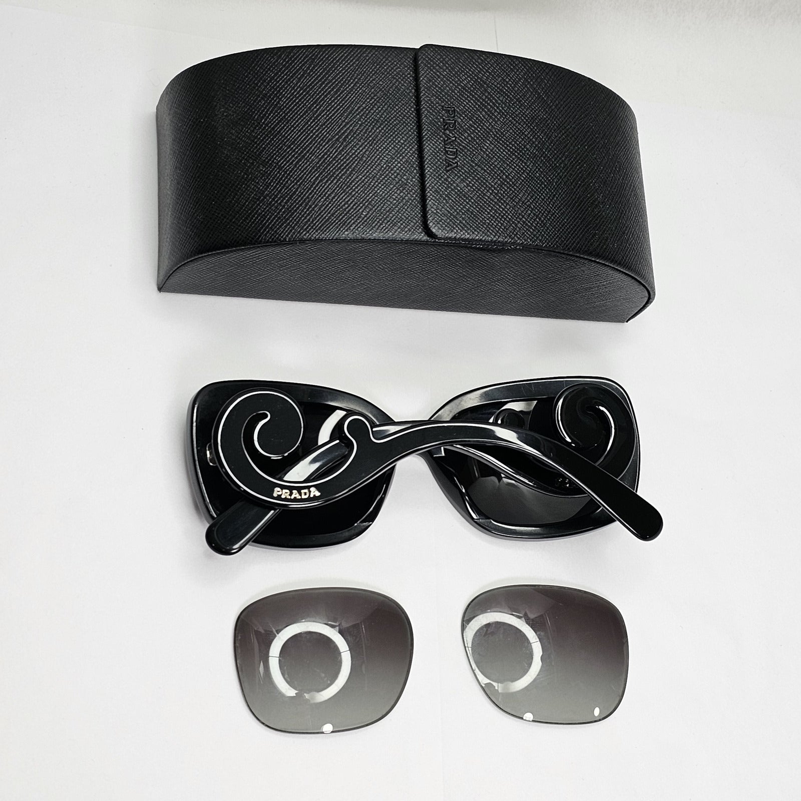 Prada Sunglasses Baroque Swirl Black Square PR27OS SPR 27O 1AB-3M1 151223