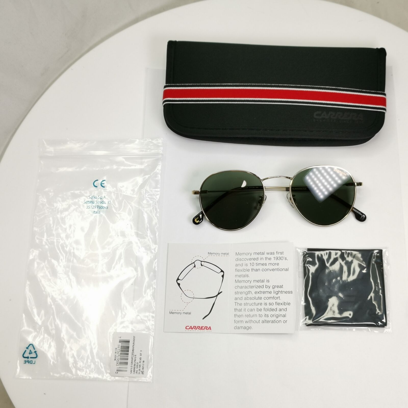 Authentic Carrera Mens Round Gold Green Memory Metal Sunglasses 216 G J5GQT