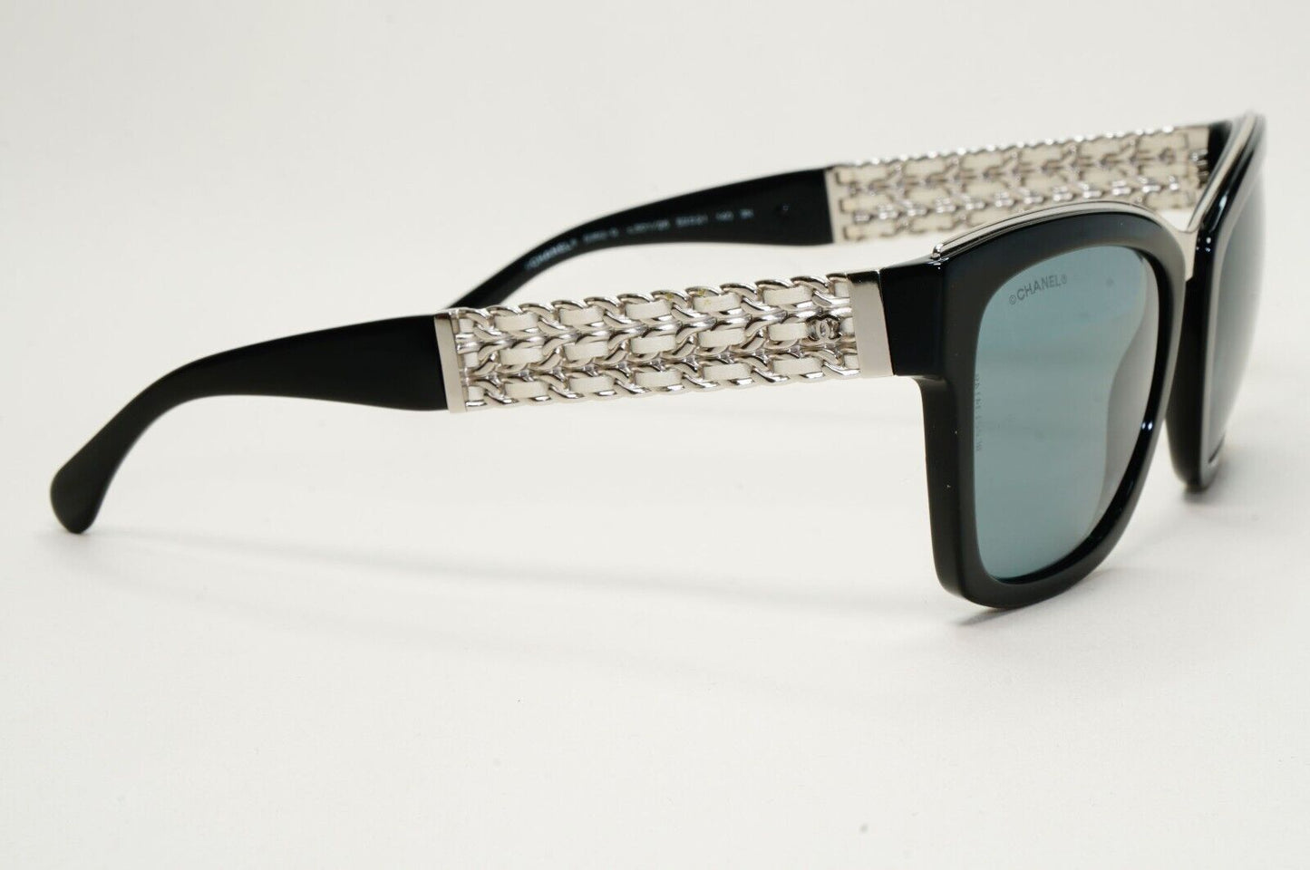 Chanel Sunglasses Black Grey Mirrored Silver Leather Chain 5362-Q c.501/26
