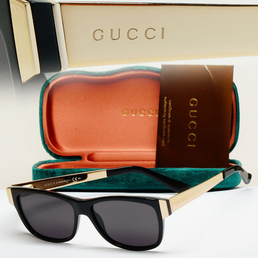 Gucci Sunglasses 2010 Vintage Black Gold Square GG 3719 ANW 53mm