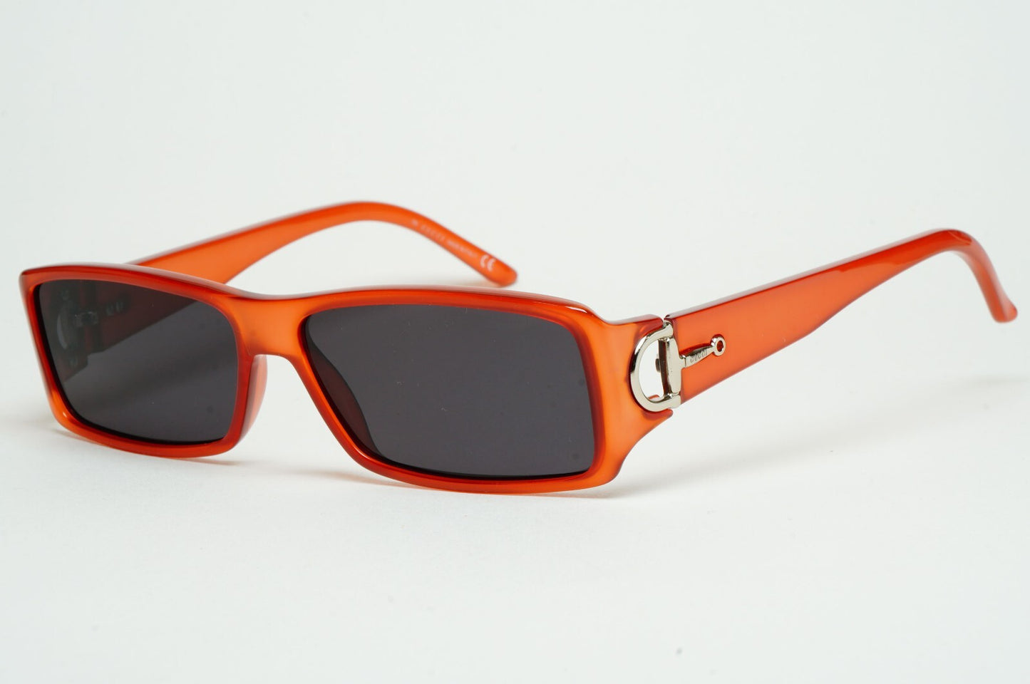 Gucci Sunglasses 2004 Vintage Coral Opalin Pale Red Black Rectangle GG 1524 U1T