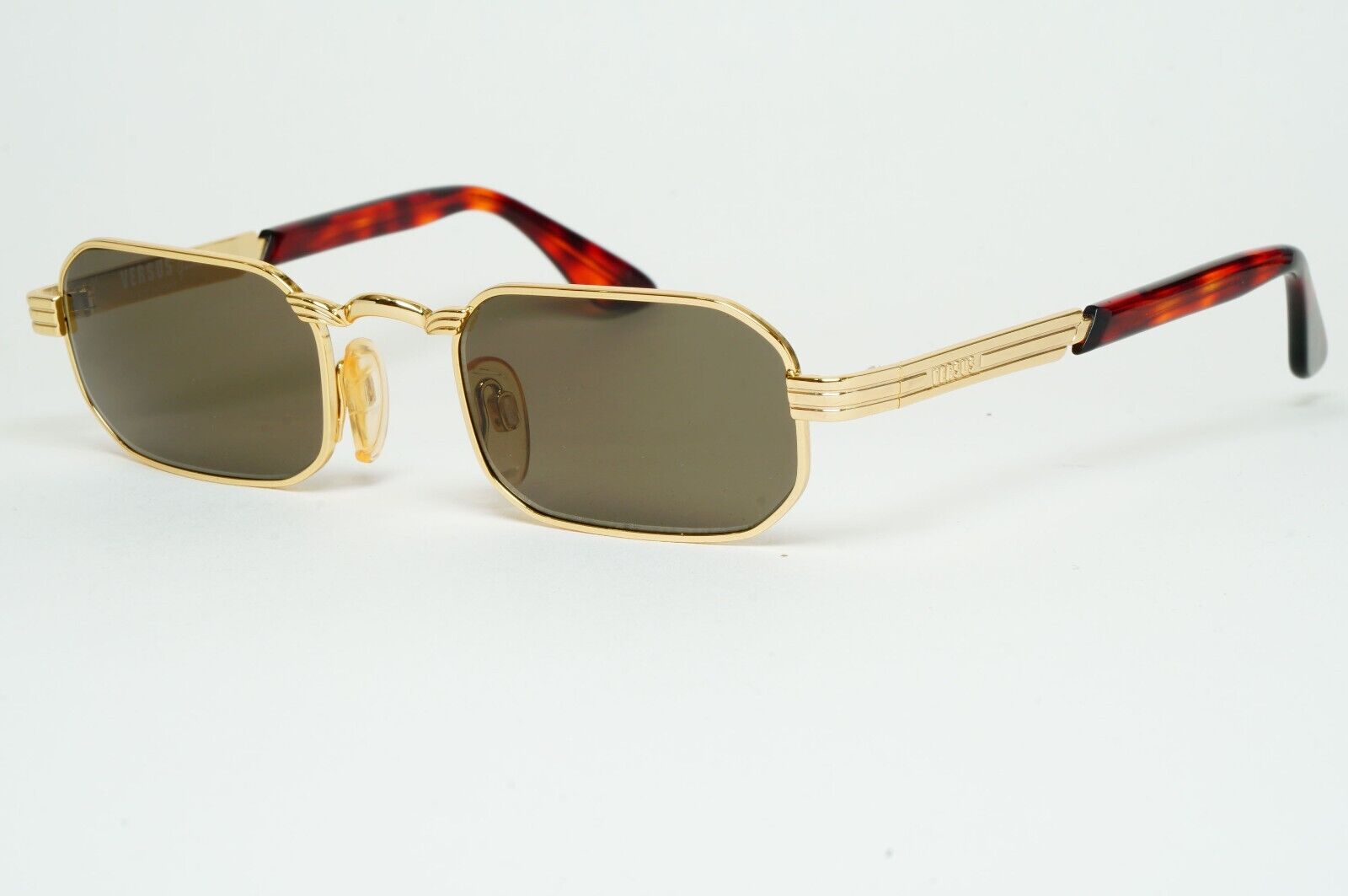 Versus Sunglasses 1996 by Gianni Versace Vintage Gold Rectangle MOD F10 COL 030