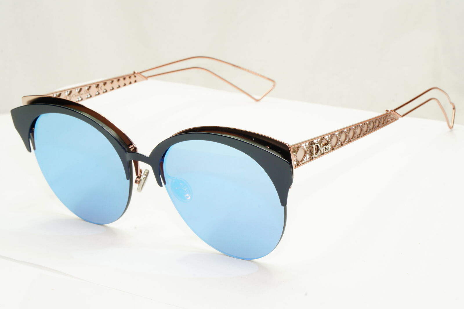 Authentic Dior Womens Mirror Metal Sunglasses Black Blue Gold Diorama Club FBXA4