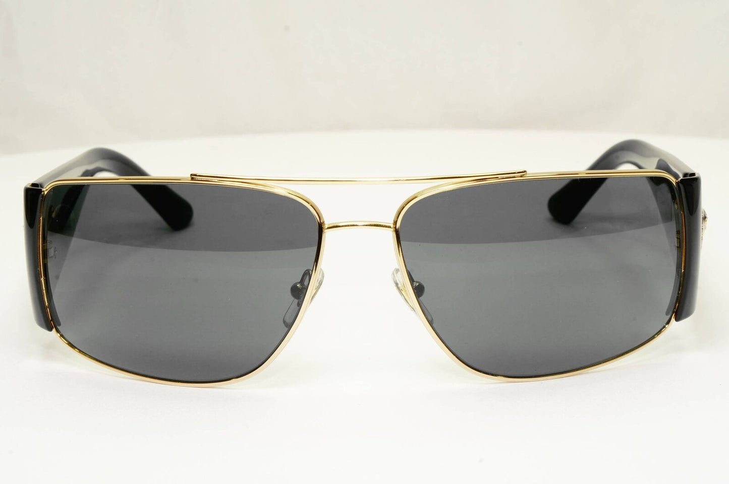 Versace Sunglasses Black Gold Medusa Square Metal MOD VE 2163 1002/87