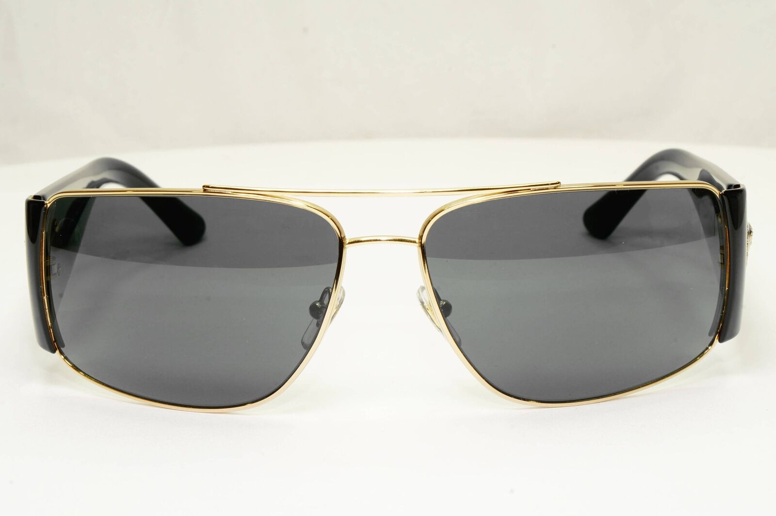 Versace Sunglasses Black Gold Medusa Square Metal MOD VE 2163 1002/87