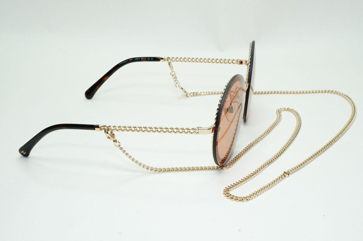 Chanel Sunglasses Chain Gold Brown Round Rimless 4245 c.395/3 311024