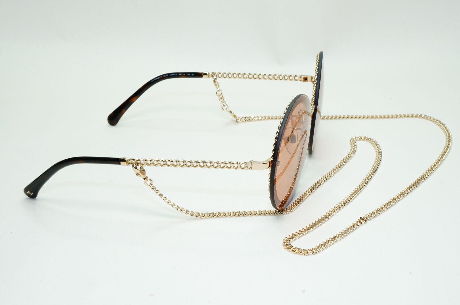 Chanel Sunglasses Chain Gold Brown Round Rimless 4245 c.395/3 311024