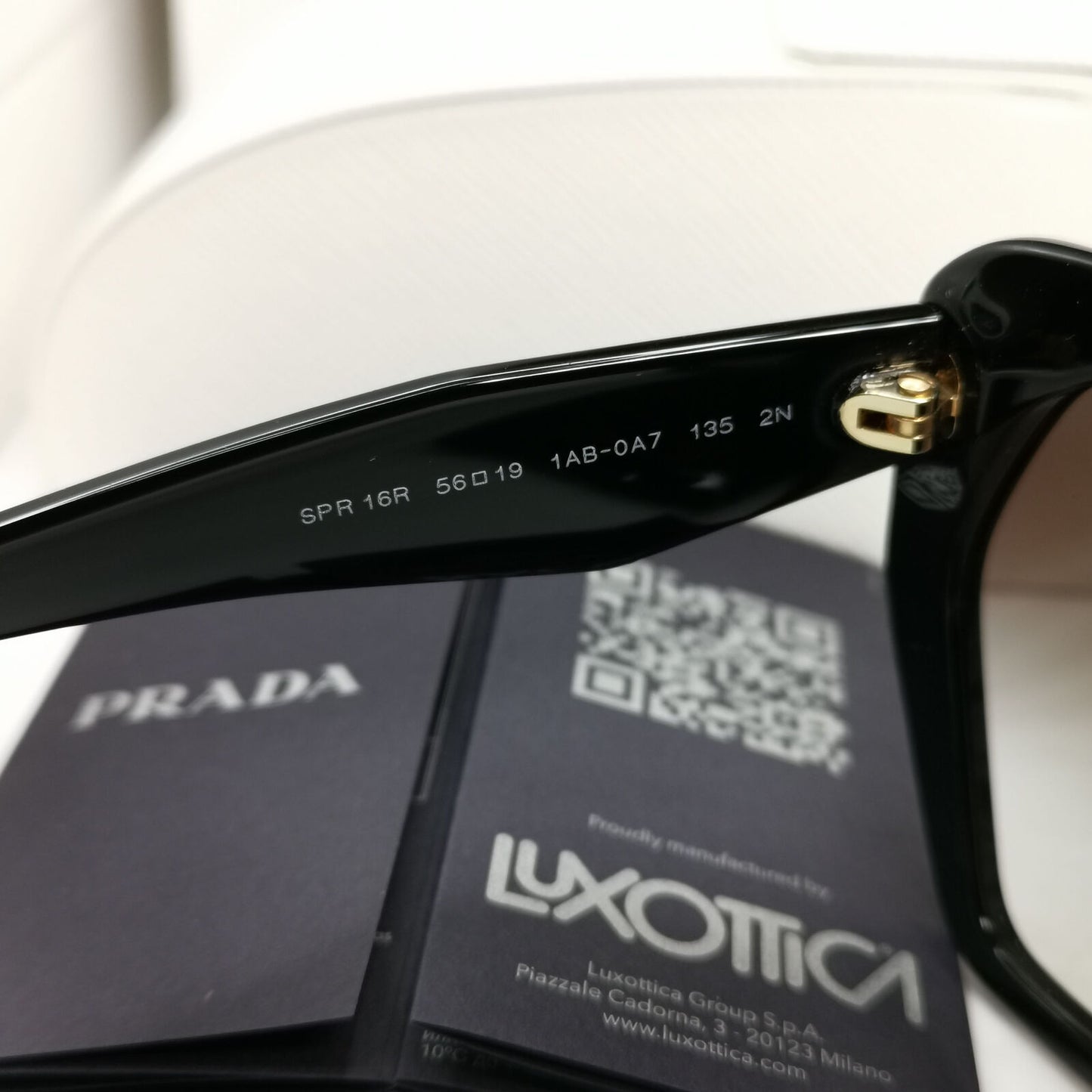 Prada Hexagon Sunglasses Black Grey Gradient Square PR16RS SPR 16R 1AB-0A7