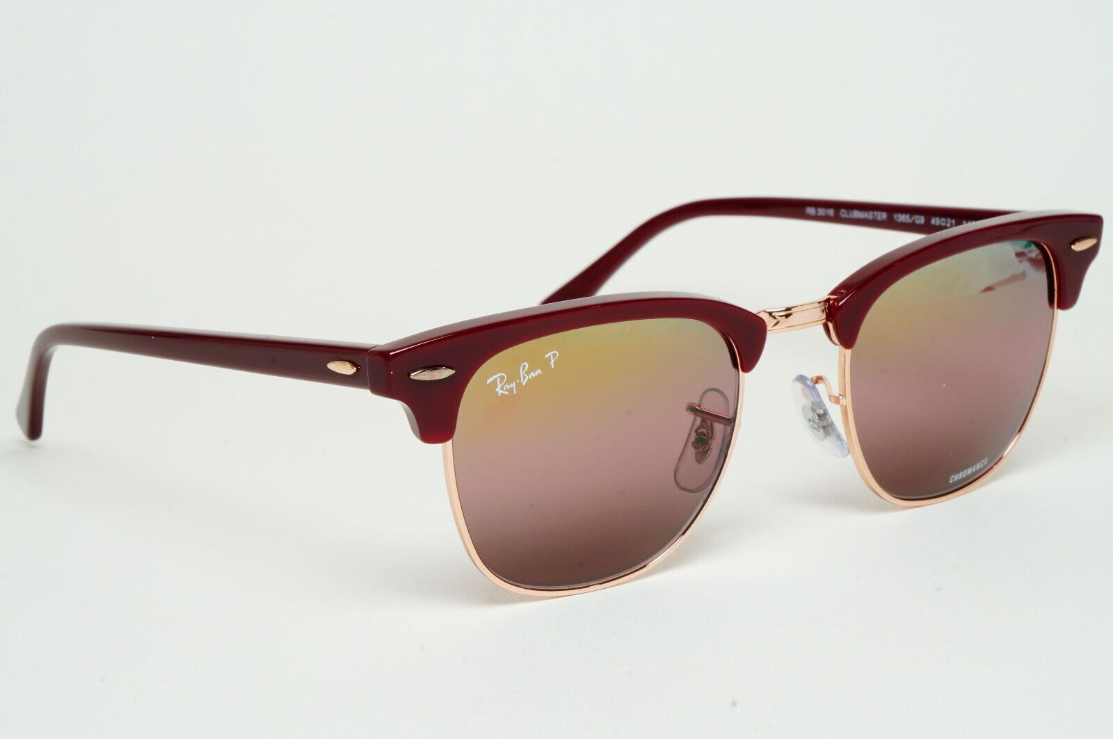 Ray-Ban Sunglasses Clubmaster Polarised Chromance Bordeaux RB 3016 1365/G9 49mm