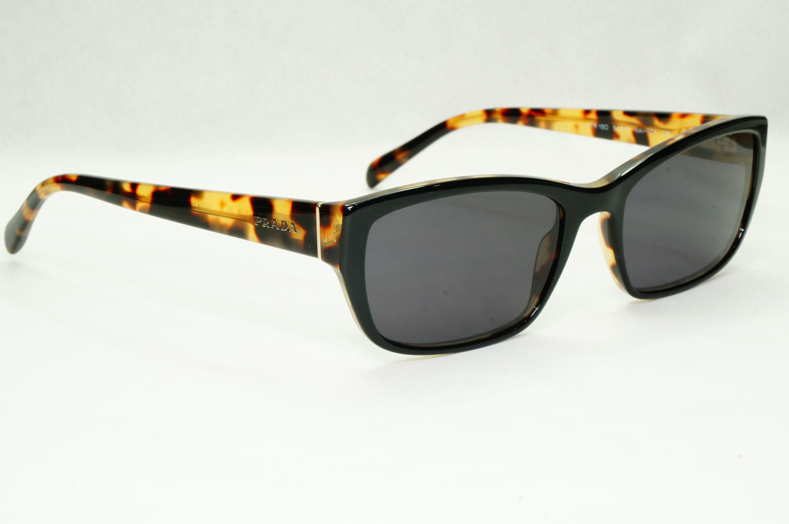 Prada Sunglasses Black Rectangle Brown Tortoise PR18OV VPR 18O NAI-1O1 54mm