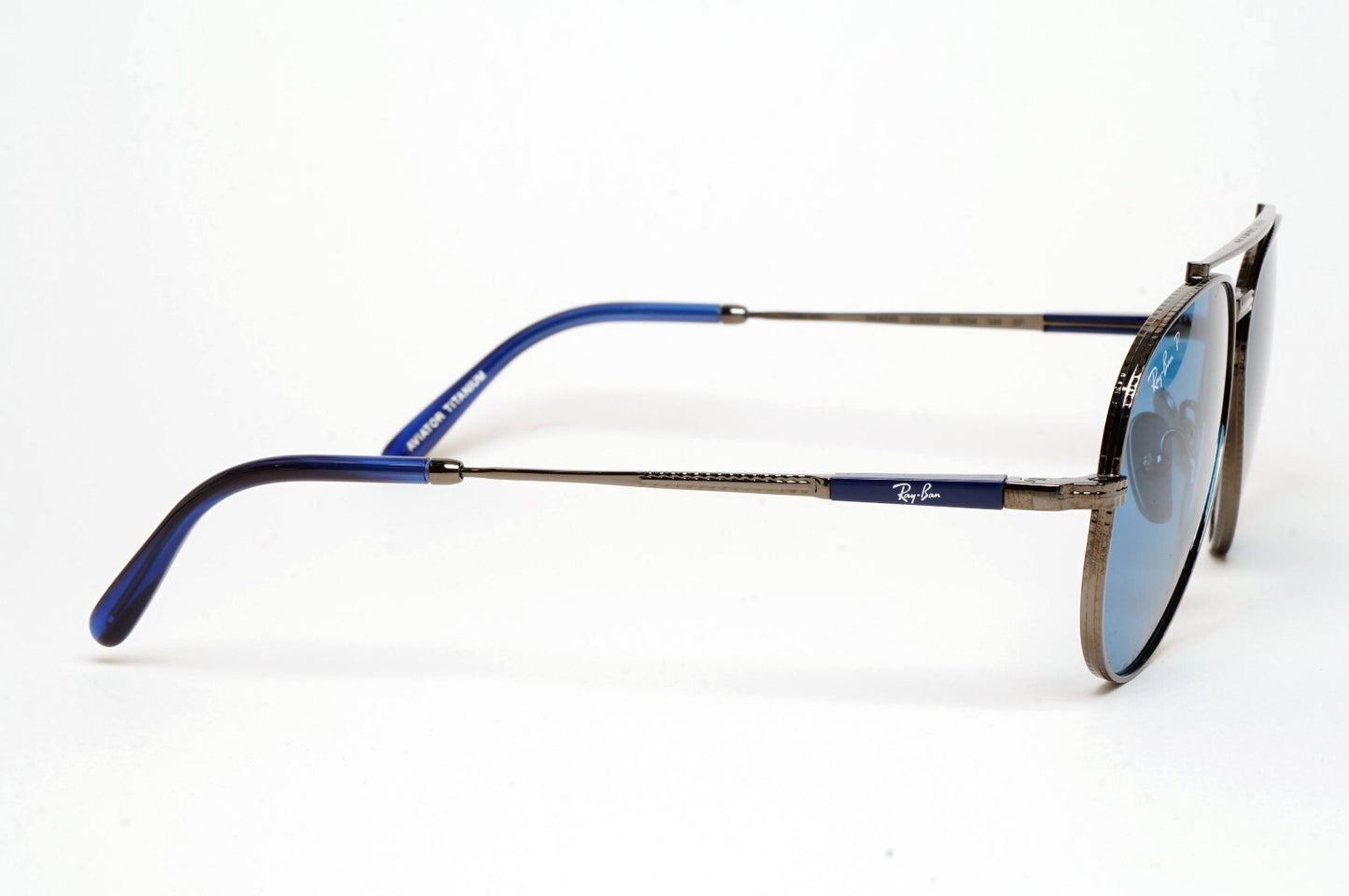 Ray-Ban Sunglasses Aviator Titanium Polarised Gunmetal Blue RB 8225 3142/S2 58mm