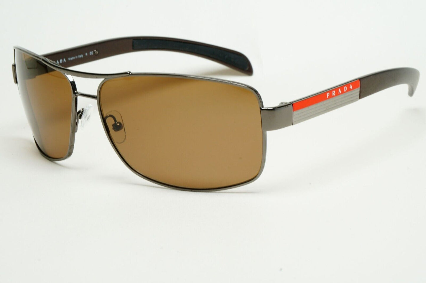 Prada Sunglasses Brown Gunmetal Wrap Navigator PS54IS SPS 54I 5AV-6S1 231124