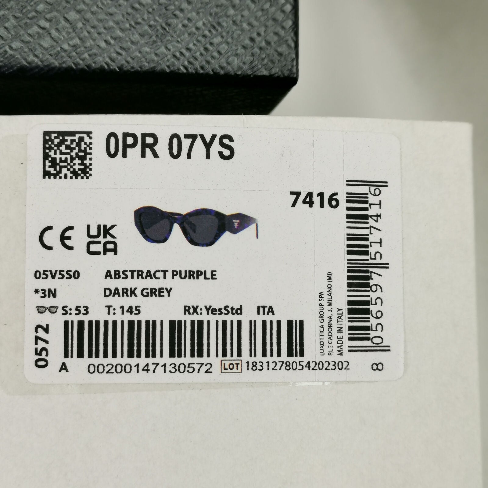Prada Symbole Sunglasses Black Purple Marble PR07YS SPR 07Y 05V-5S0