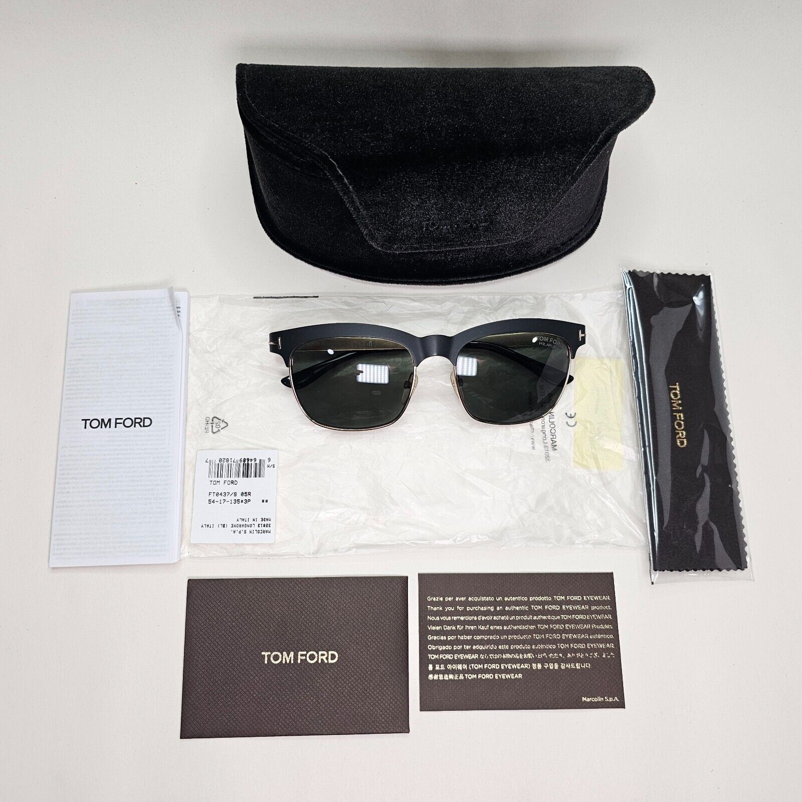 Tom Ford Sunglasses Elena Polarised Gold Black Dark Green FT0437 TF 437 05R 54mm