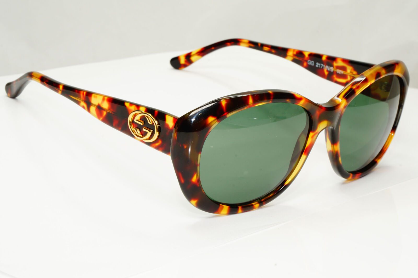 Gucci 1996 Sunglasses Vintage Brown Tortoise Green Gold GG 2171/N/S 02Y 181022