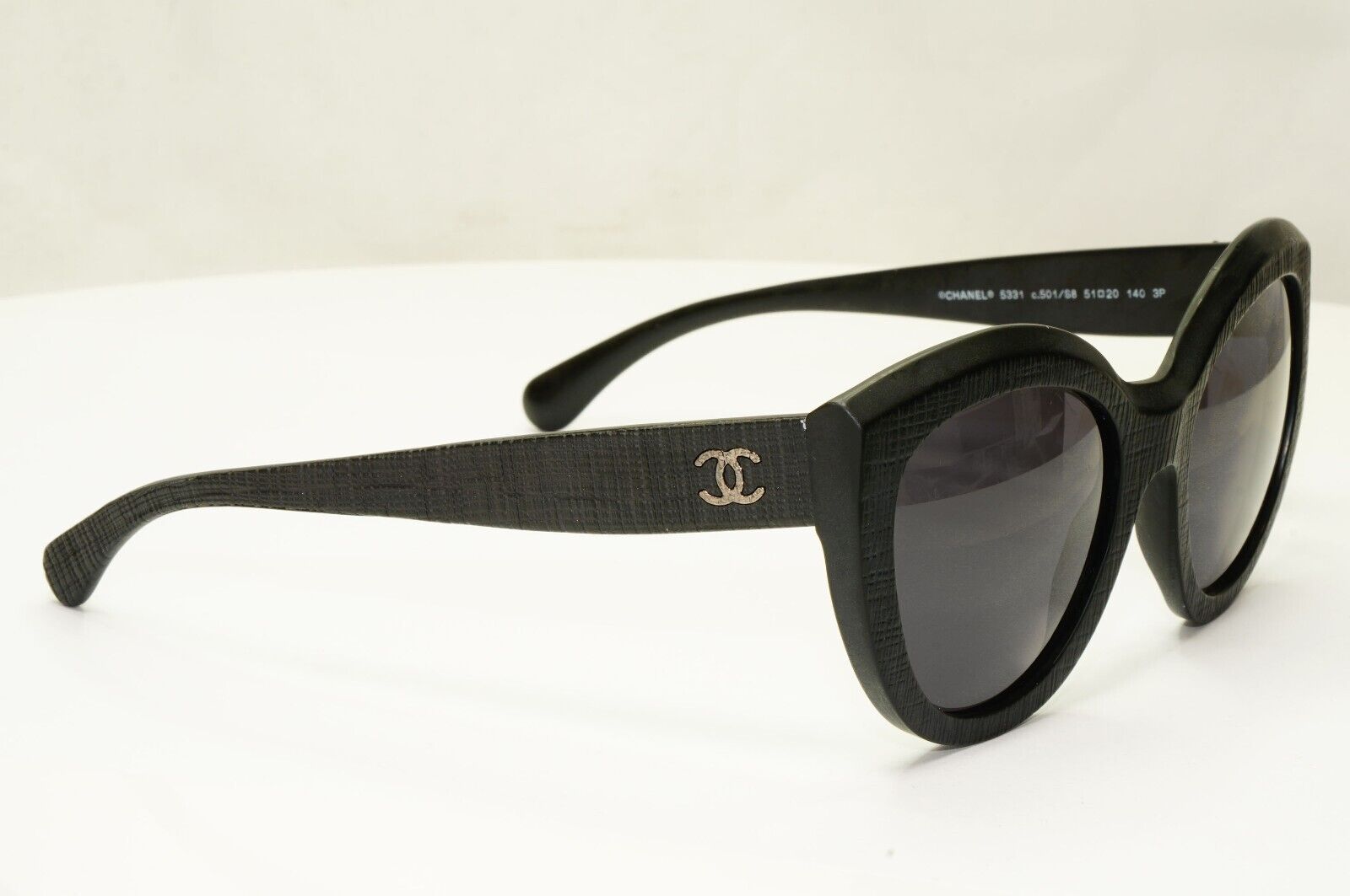 Chanel Sunglasses Matte Black Square Tweed Pattern 5331 c.501/S8 140124