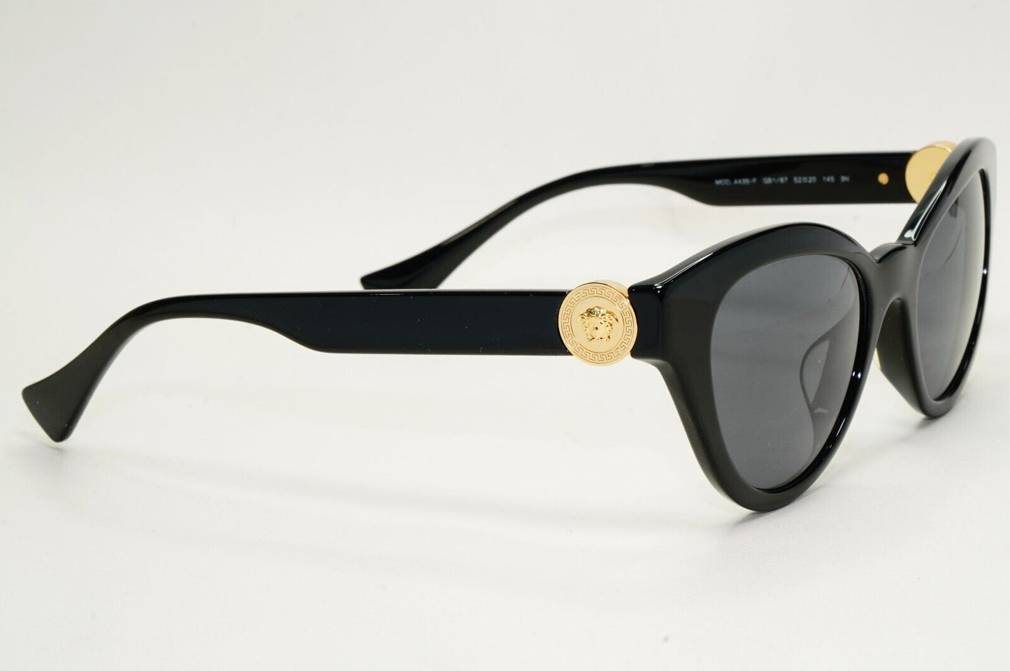Versace Sunglasses Black Gold Medusa Glossy Cat Eye MOD 4435-F GB1/87 52mm