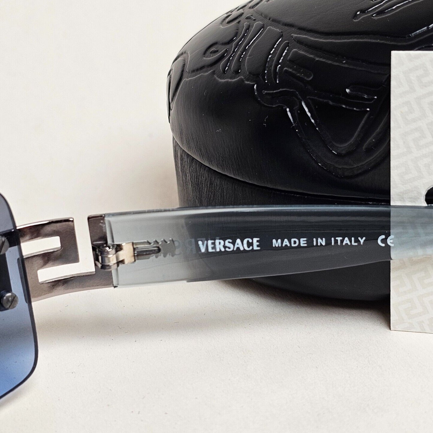 Versace Sunglasses 2004 Vintage Blue Rimless Diamante MOD 2017-B 1003/8F 170125