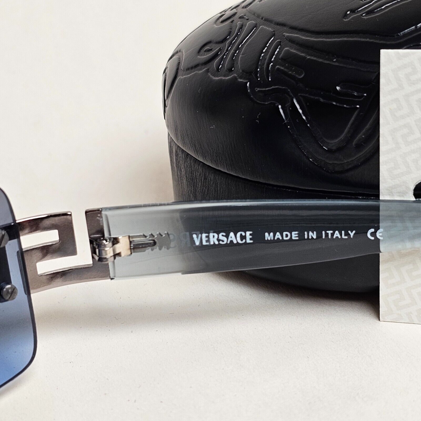Versace Sunglasses 2004 Vintage Blue Rimless Diamante MOD 2017-B 1003/8F 170125
