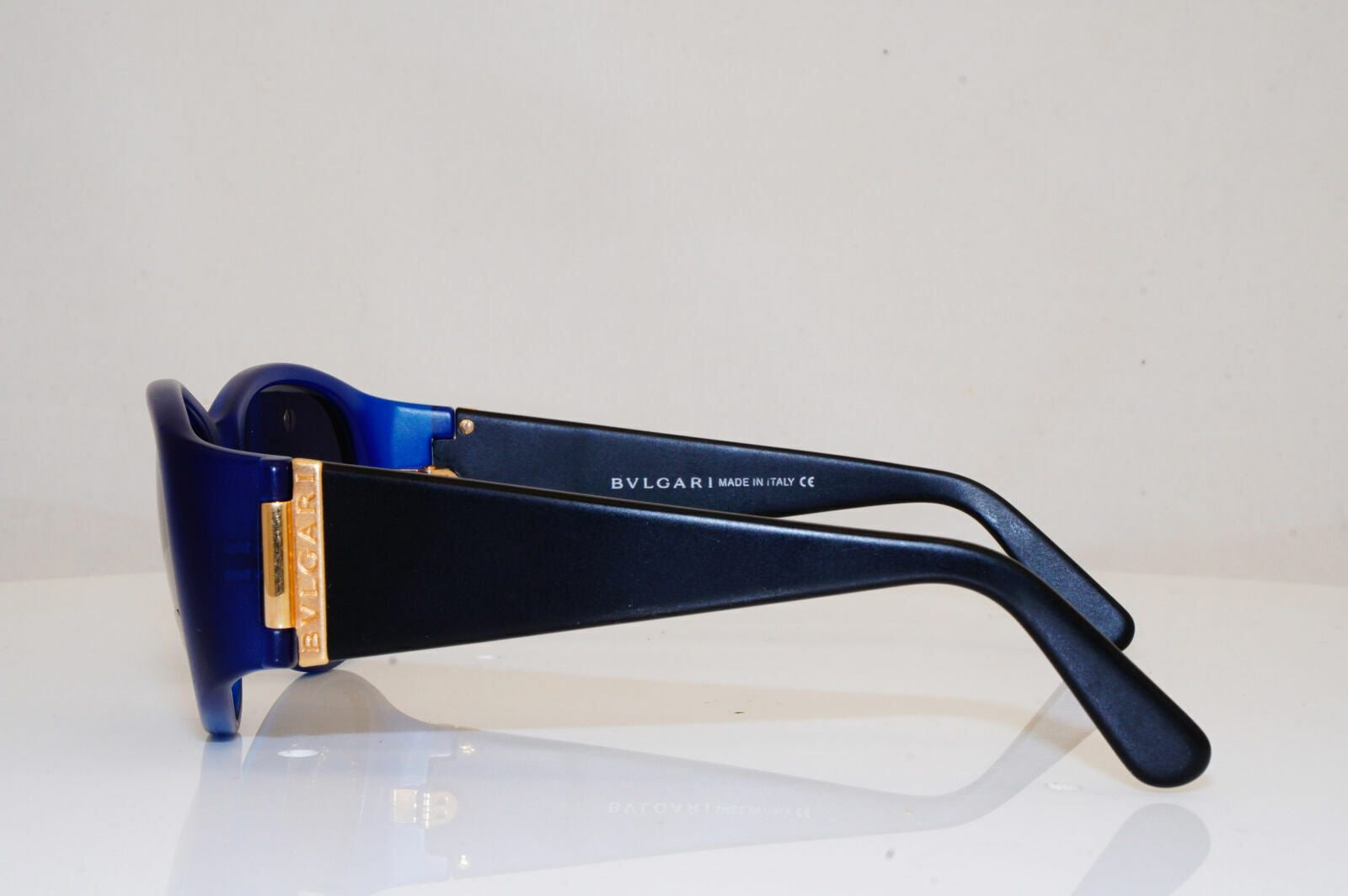 Authentic BVLGARI Mens Womens Vintage Sunglasses Blue Square GOLD 802 905 26247