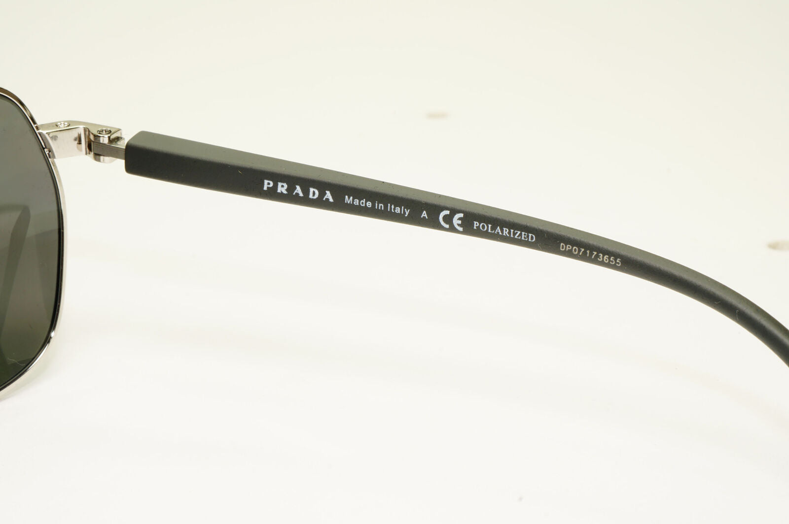 Prada Silver Black Polarised Sunglasses Pilot Mens Square SPS 55V PS55VS 1BC-07H