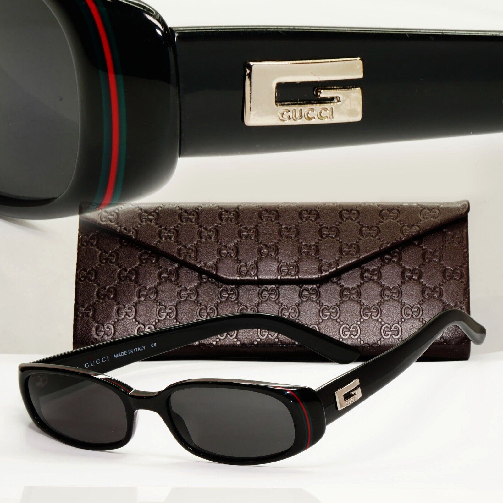 Gucci Sunglasses 1997 Vintage Black Retro Rectangle Small GG 2452/S E5W 210125