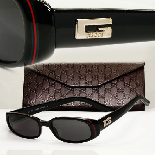 Gucci Sunglasses 1997 Vintage Black Retro Rectangle Small GG 2452/S E5W 210125