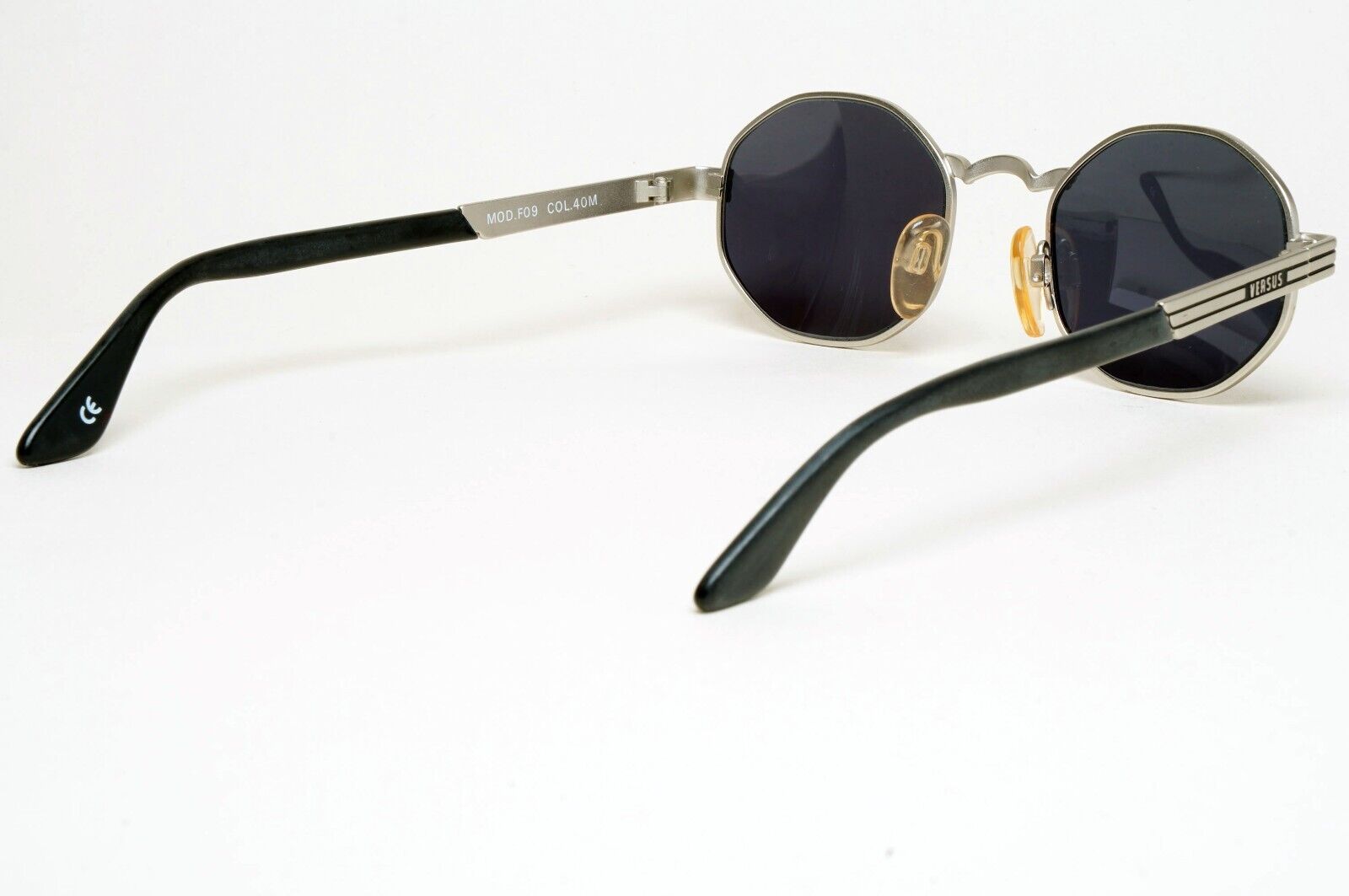 Versus Sunglasses 1996 by Gianni Versace Vintage Silver Hexagon MOD F09 COL 40M
