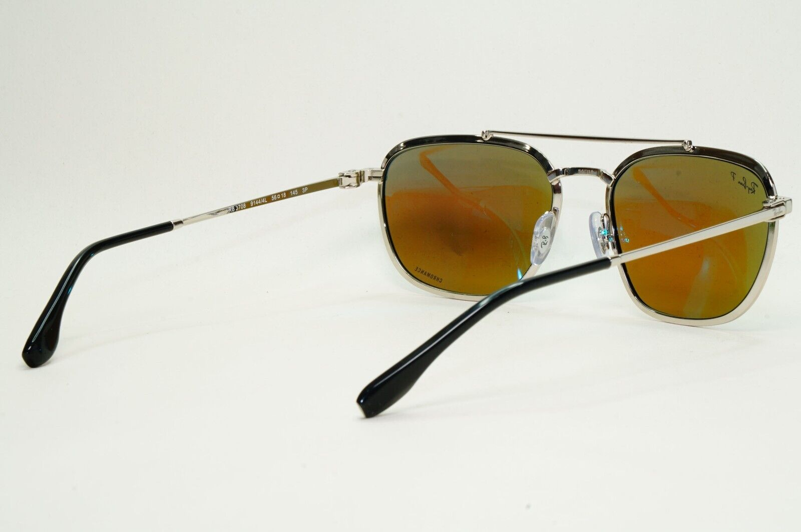 Ray-Ban Sunglasses Chromance Polarised Mirror Black Blue Silver RB 3708 9144/4L