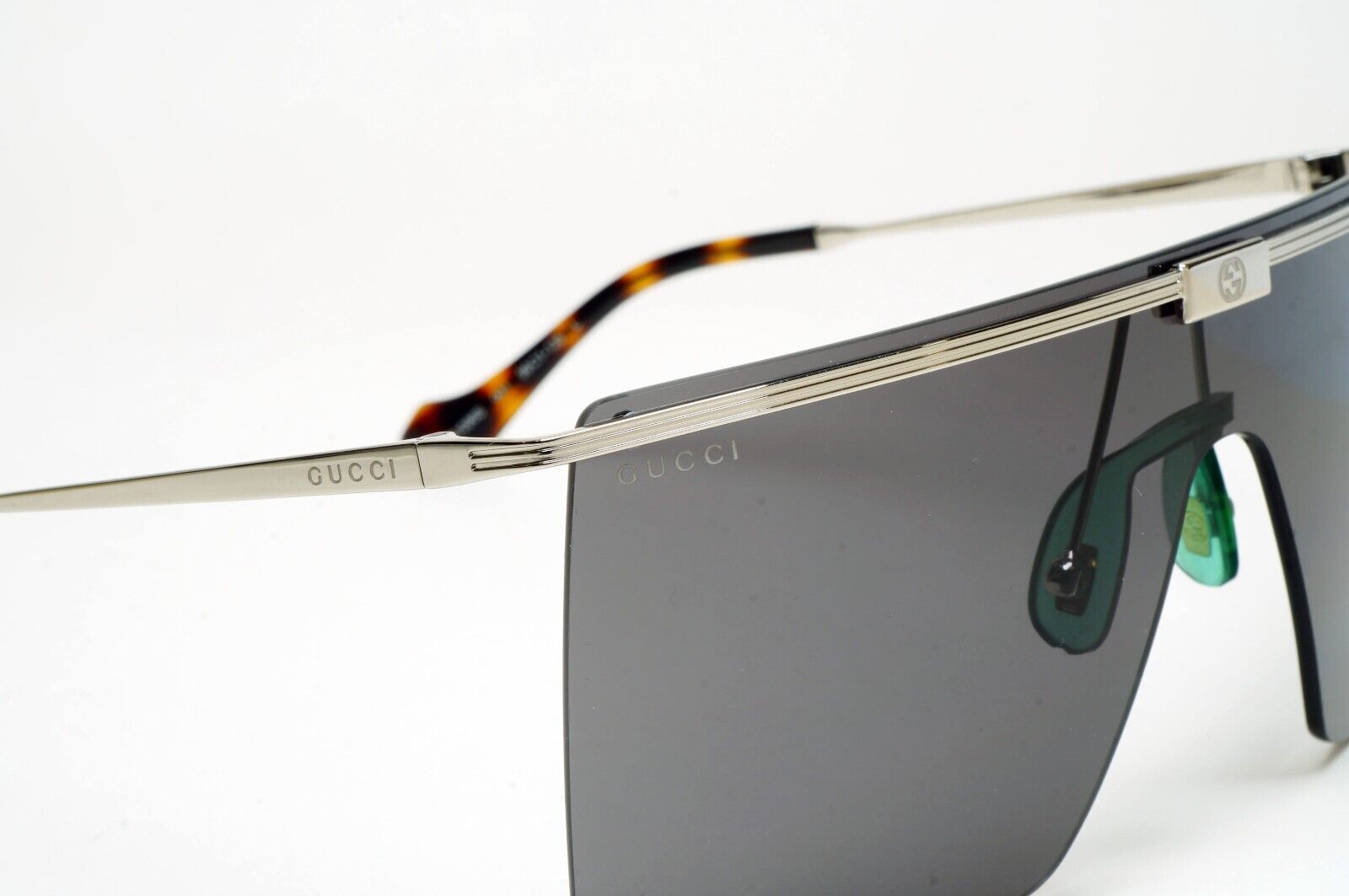 Gucci Sunglasses 2022 Silver Black Shield Visor Square Unisex GG1096S 001 180125