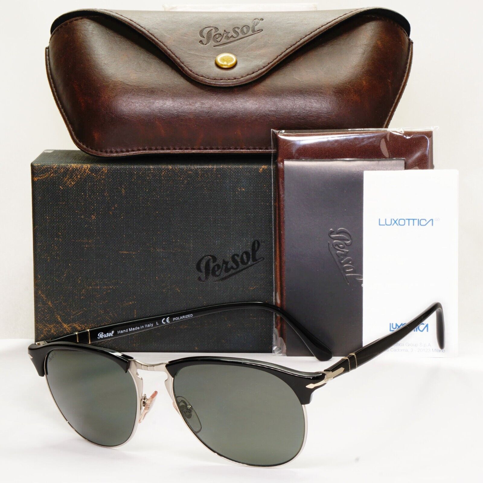 Persol Sunglasses 2015 Polarized Black Green Grey Silver 8649-S 95/58 56mm