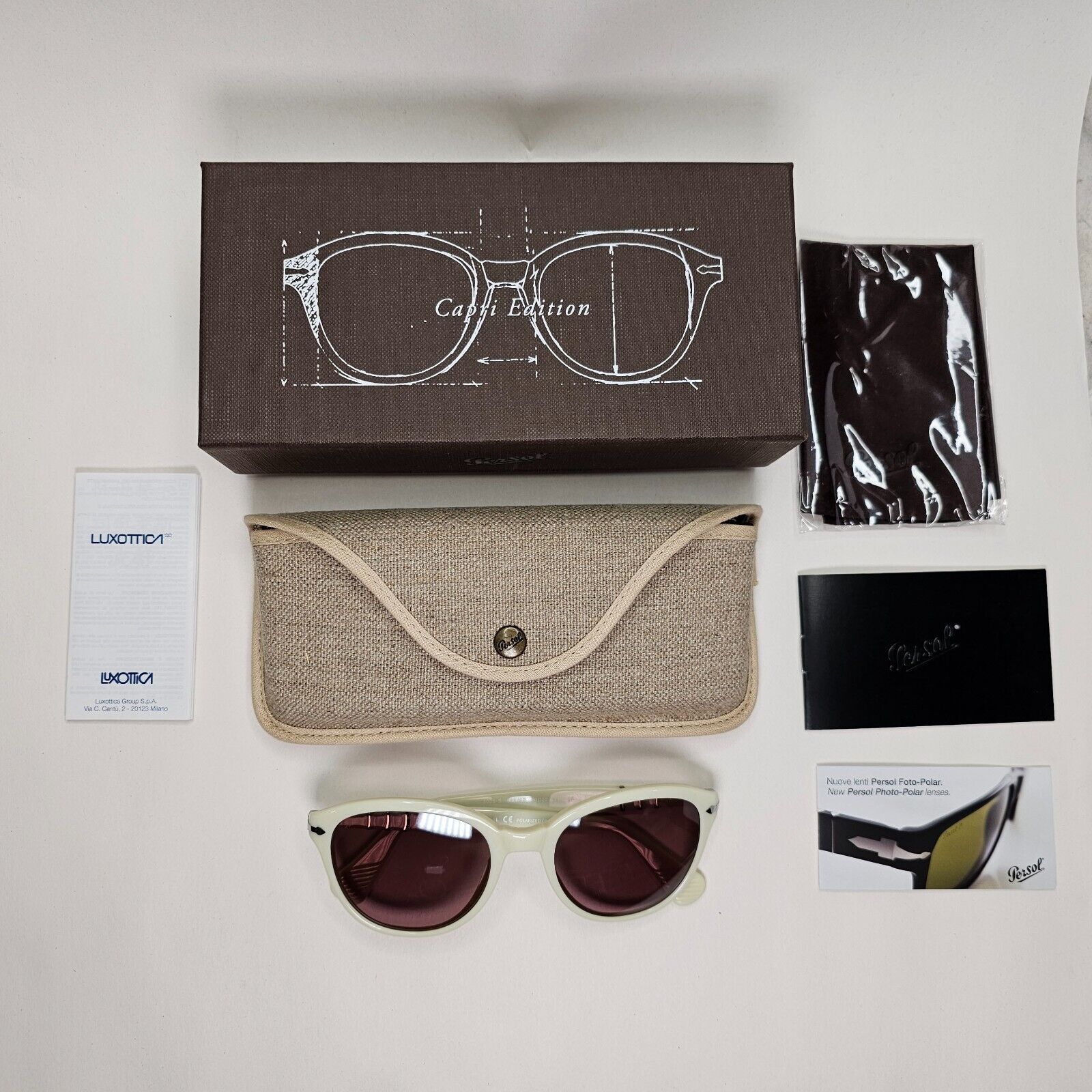 Persol Sunglasses 2012 Capri White Photochromatic Ivory 3025-S 963/4P 53mm