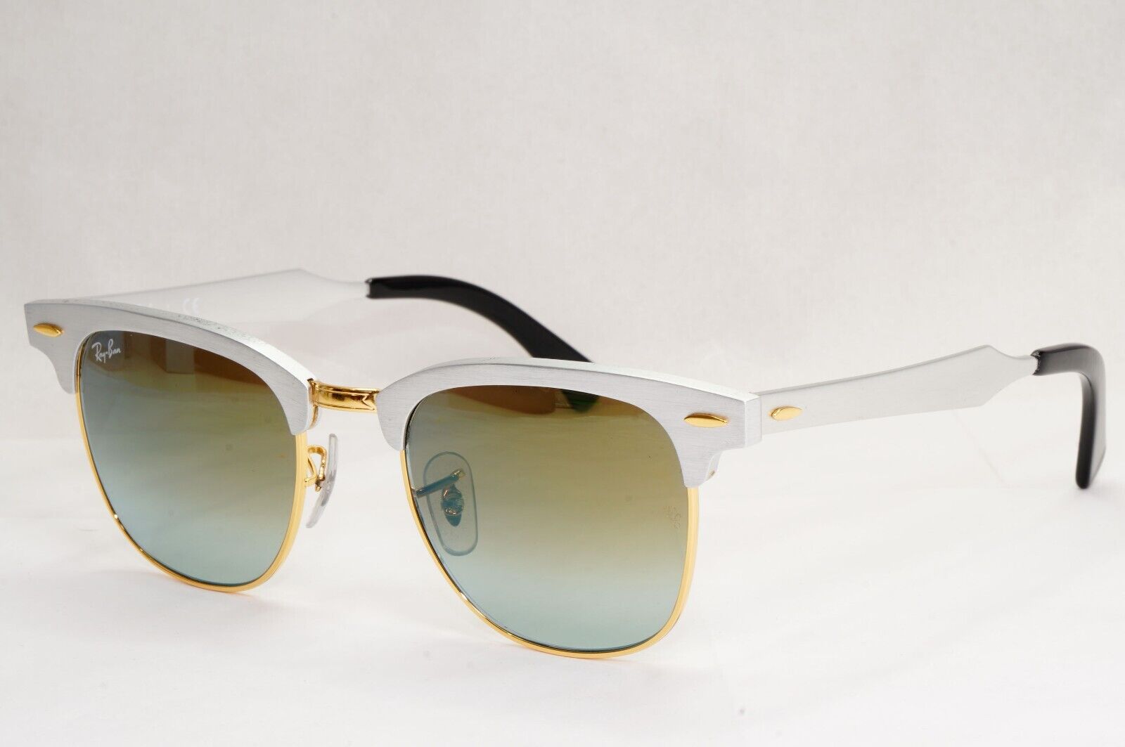 Ray-Ban Sunglasses Clubmaster Aluminum Green Mirror Gradient RB 3507 137/9J 51mm